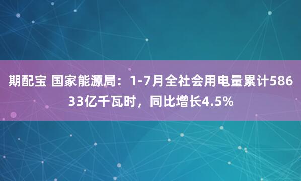 期配宝 国家能源局：1-7月全社会用电量累计58633亿千瓦时，同比增长4.5%